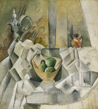 Carafon pot et compotier 1909 Cubism Oil Paintings